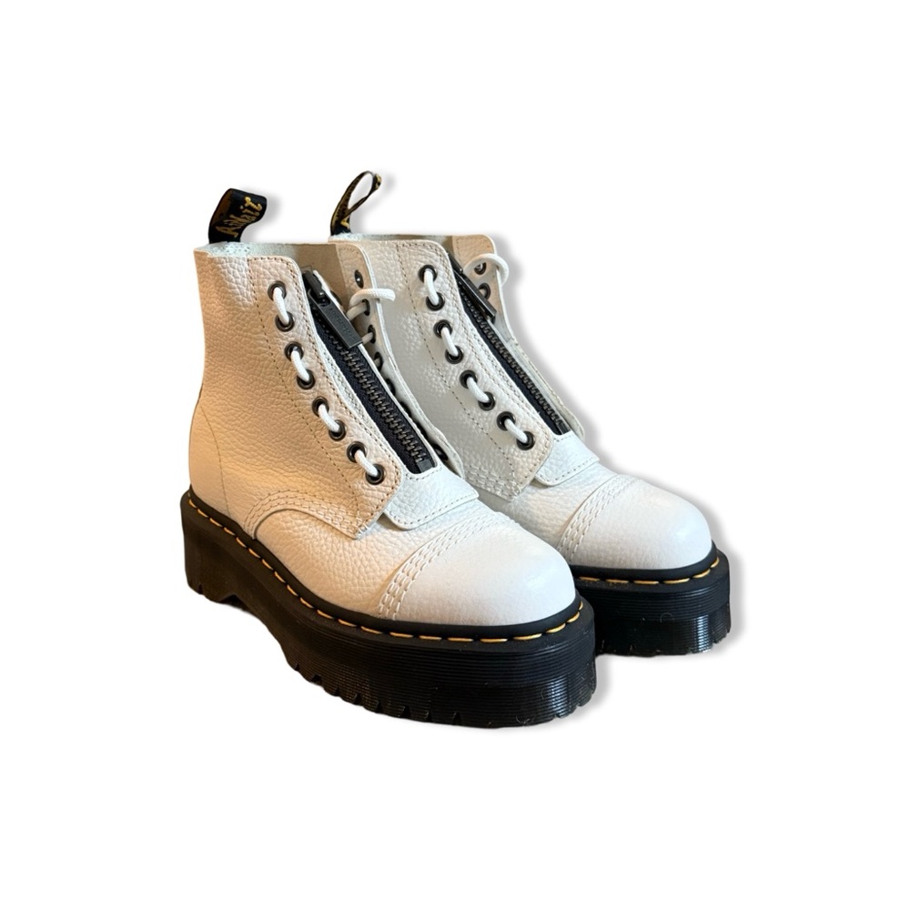 Dr Martens Sinclair Women’s Front Zip Platform Boots in White